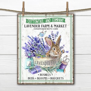 Farmhouse Lavender, DIY Lavender Sign, Spring Bunny, Lavender Market, Fabric Transfer, Tiered Tray Decor, Wreath Accent, PNG, Sublimation