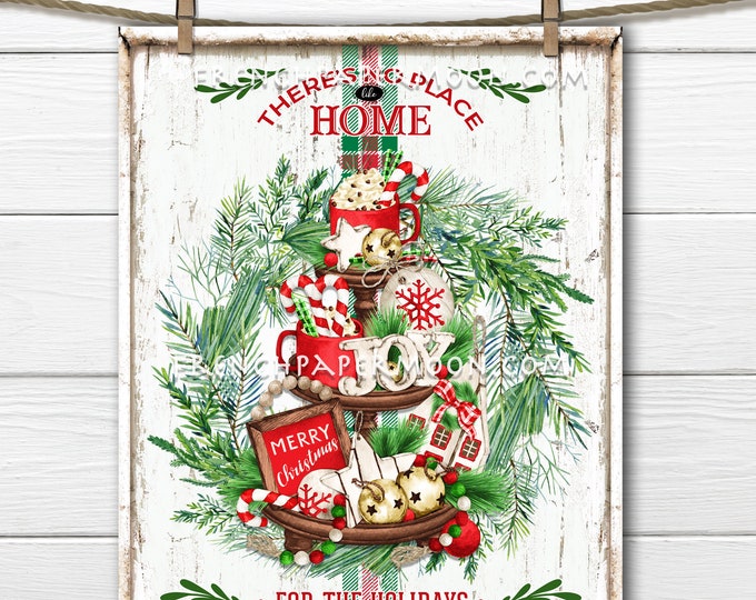 Farmhouse Christmas Decor Sign, Xmas Tiered Tray, Xmas Greenery, Home for the Holidays, DIY Sign, Xmas Wall Decor, Xmas Crafts, Digital, PNG