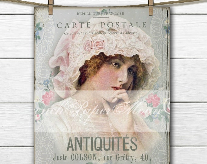 French Victorian Lady, Vintage Lady Printable, French Pillow Graphic Transfer, Instant Download, Shabby Digital Graphic