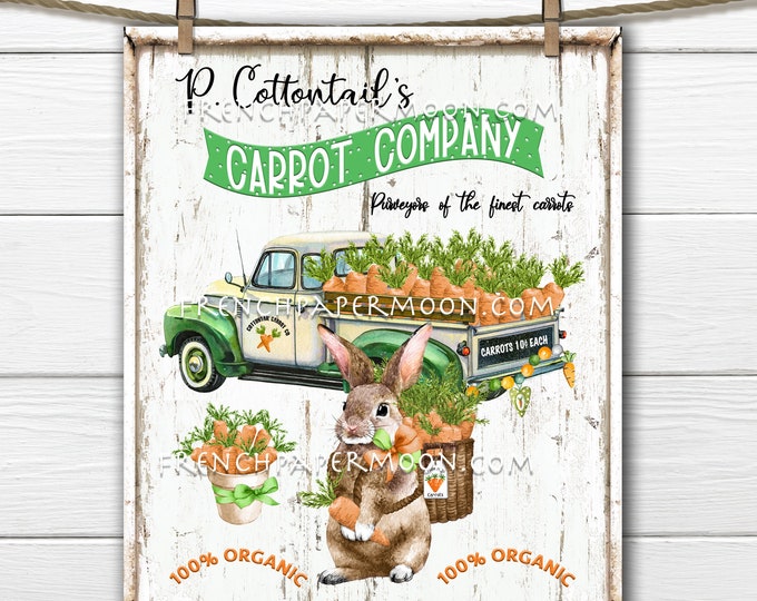 Easter Truck, Carrots, Bunny, Cottontail Carrots, Farm Fresh Carrots, DIY Easter Sign, Wreath Decor, Pillow Image, Tiered Tray, Tea Towel