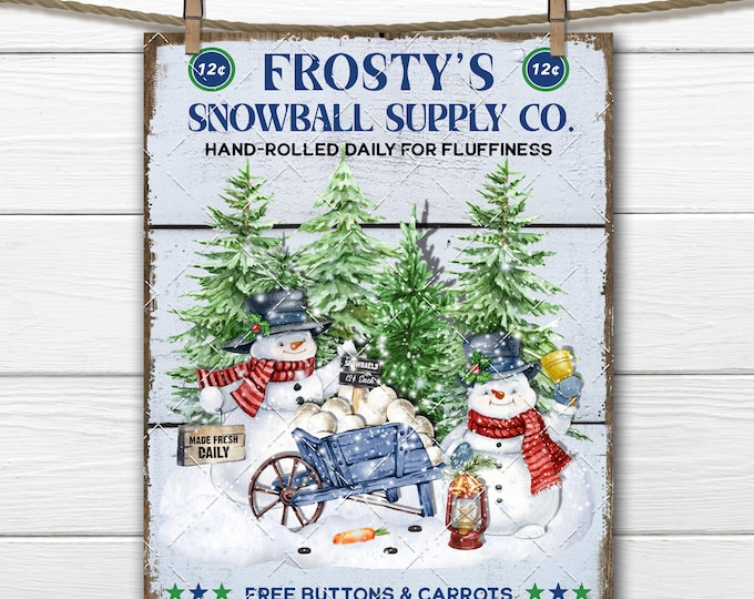 Christmas Frosty Snowman Sign Snowballs, Farmhouse Christmas Decor DIY Christmas Sign Making Digital Print Tiered Tray Decor Fabric Transfer