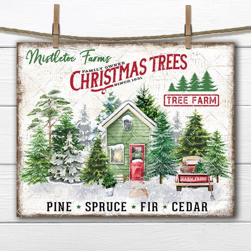 Farmhouse Christmas Sign Christmas Tree Farm Mistletoe DIY Etsy