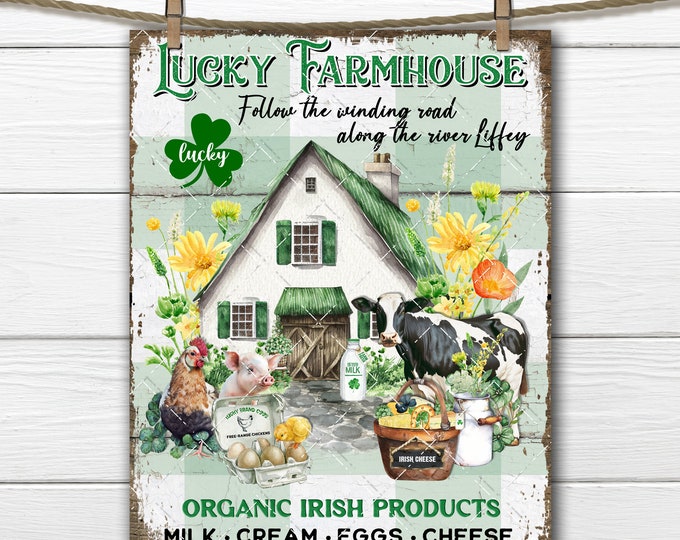 St. Patrick's Irish Farmhouse Animals Cow Organic Dairy Farm DIY Sign Making Fabric Transfer Tiered Tray Decor Digital Wreath Accent PNG