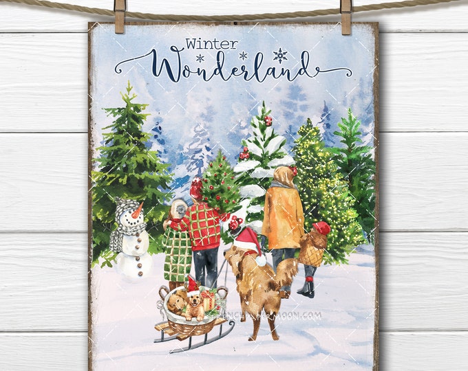 Winter Wonderland, Digital, Dog Lover Christmas, Family, Snow Scene, Xmas trees, DIY, Christmas Sign, Wreath Accent, Xmas Crafts