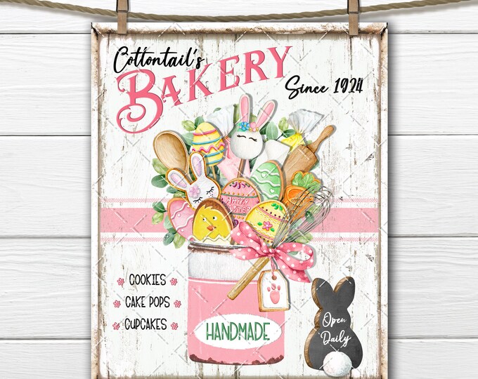 Easter Bakery DIY Sign, Confectionary, Sweets Cookies Cake Pops, Easter Pail, Fabric Transfer, Tiered Tray Decor, Wreath Accent, Digital