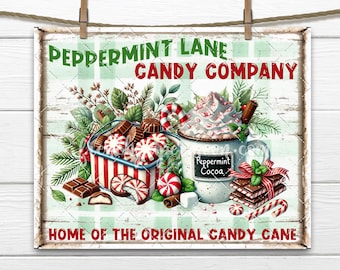 Peppermint Lane Candy Company DIY-skylt, PNG-sublimering, kakaobardekor