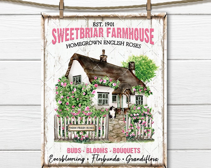 Farmhouse Roses DIY Sign, Farm Fresh Roses, Rustic Rose Cottage, Rose Farm, Image Transfer, Wreath Accent, Digital Print, Uprint, PNG, Decor