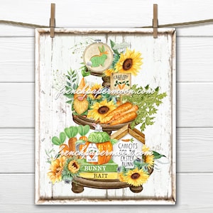 Farmhouse Carrots, Easter Bunny, Tiered Tray, Bunny Bait, Farm Fresh, DIY Easter Sign, Fabric Transfer, Wreath Decor, Easter Pillow Image
