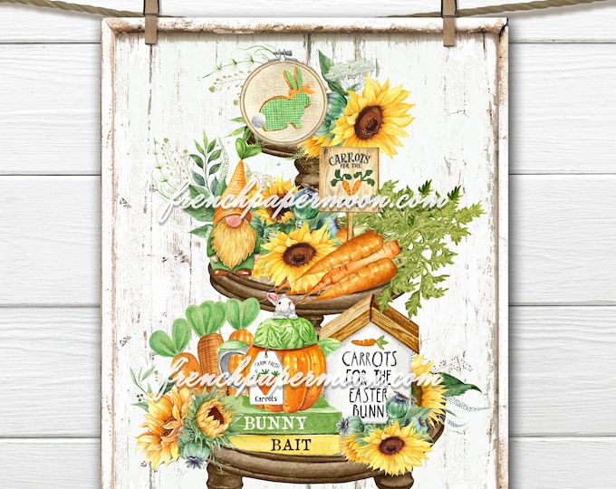 Farmhouse Carrots, Easter Bunny, Tiered Tray, Bunny Bait, Farm Fresh, DIY Easter Sign, Fabric Transfer, Wreath Decor, Easter Pillow Image