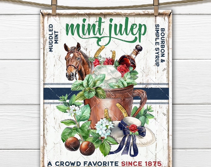 Kentucky Derby Mint Julep Derby Bar Sign Derby Cocktail DIY Sign Making Fabric Transfer Bourbon Drink Sign Digital Download Party Decor PNG