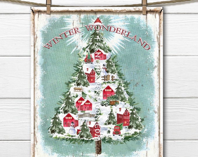 Winter Wonderland Christmas Digital, Christmas Village, Christmas Tree, DIY Christmas Sign, Wall Decor, Xmas Pillow, Wreath DecorTransparent