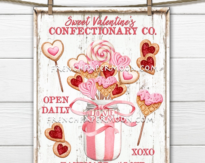 Valentine Confectionary, Valentine Sweets, DIY Pink Valentine Sign, Mason Jar, Cake Pops, Pillow Image, Wreath Attachment, Candy Bar, Wood