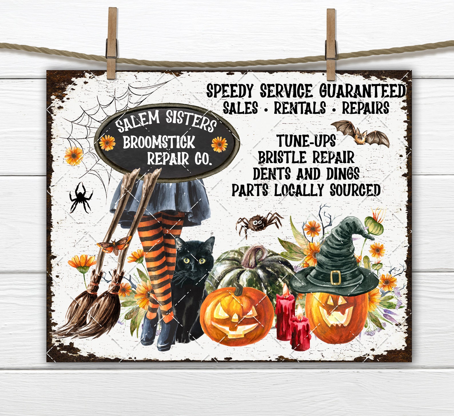 Salem Sisters Broomstick Repair Halloween DIY Sign Digital Etsy