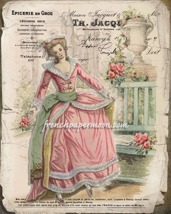 Vintage French Fashion Digital Collage, Marie Antoinette, Edwardian  Download, 18th Century French Fashion Digital Sheet