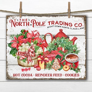 Christmas North Pole Trading Company Digital Design, Xmas Confectionary Flowers Sweets, Home Decor Printable, Fabric transfer, Wreath Accent