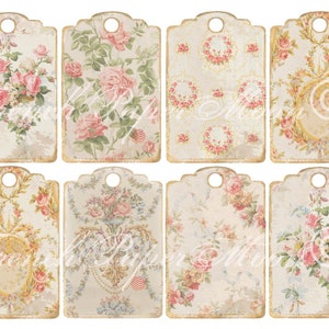 Printable Wallpaper Tags, Digital Download Gift Tags, Floral Wallpaper ...