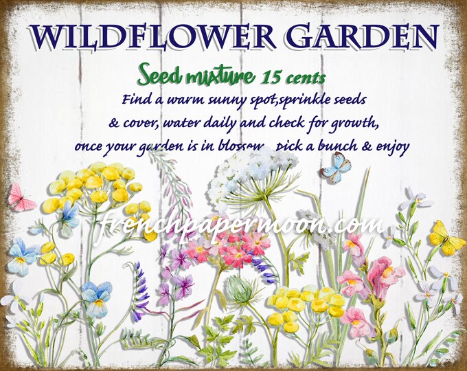 Wildflower Garden Printable, Watercolor Flower Graphic, Garden Graphic Digital, Pillow Image, Crafts, PNG  JPEG