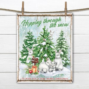 Conejito de Navidad Feliz Navidad Diseño Digital, Signo de Navidad DIY, Conejito de Nieve, Árboles de Nieve, Transferencia de Tela, Acento de Corona, Decoración de Bandeja Escalonada PNG