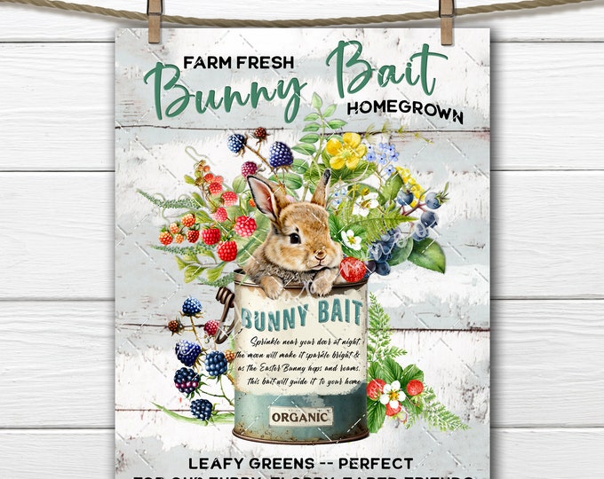 Easter Bunny Bait Digital Printable Cute Rustic Farmhouse DIY Sign Making Fabric Transfer Wreath Accent Easter Wall Decor Wreath Accent PNG