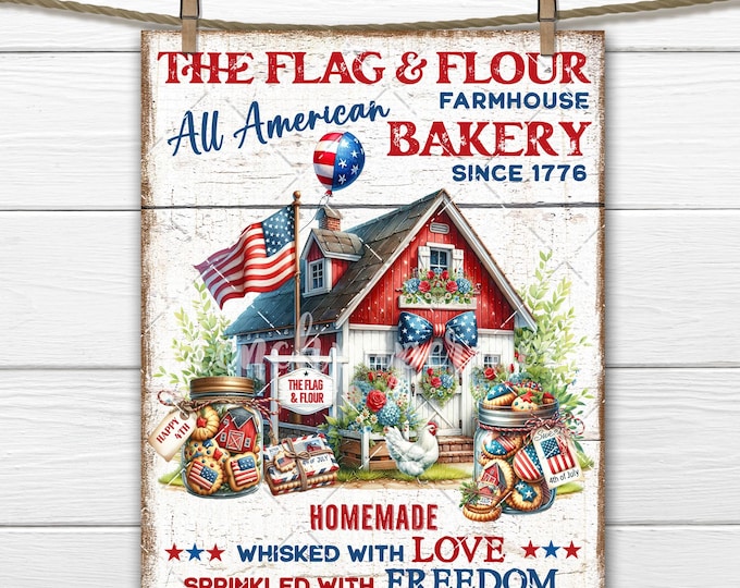 Patriotic 4th of July Bakery PNG – Red Barn Cookies Digital Download PNG Sublimation DIY