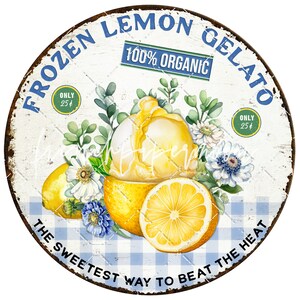 Summer Lemons Homemade Ice Cream Popsicles Gelato 8x8 inch circle Sublimation DIY Sign Making Door Hanger Home Decor Digital Print PNG image 2