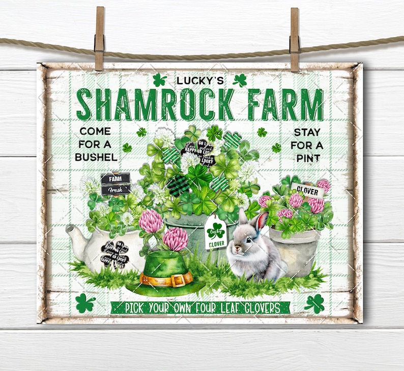 St. Patrick's Day Shamrock Farm 4 Leaf Clover Farmhouse Etsy