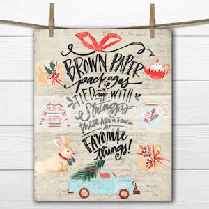 Adorable Christmas Digital, Favorite Things Christmas Quote, Watercolor Christmas Download, Christmas Pillow Digital Transfer