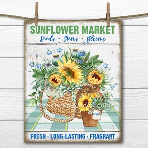 Sunflower Market, Digital, Farm Fresh Sunflowers, DIY Sign Making, Farmhouse, Wreath Accent, Image Transfer, Art Digital Print, Wood PNG