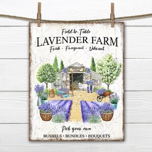 Lavender Farm DIY Sign, Farmhouse Lavender, Lavender Field Landscape, Rustic Barn, Fabric Transfer, Tiered Tray Decor, Digital Print, UPrint