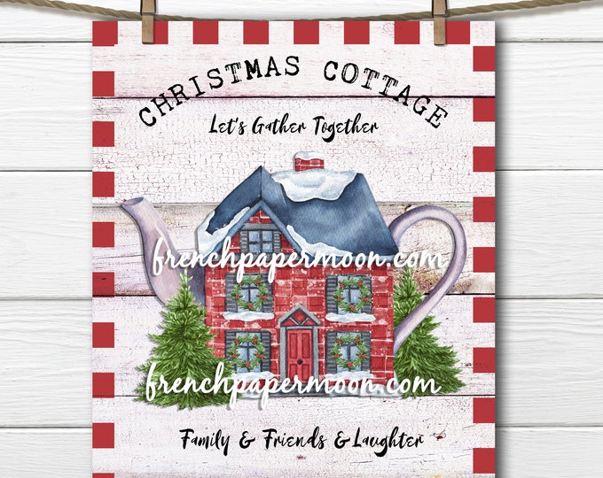 Christmas Tea Digital Download, Christmas Teapot, Crafts, Xmas Sign Printable, Xmas Pillow Image, Fabric Transfer, Transparent, Large Size,