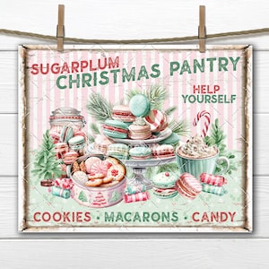 Pastel Christmas Bakery Pink and Green Sugarplum Fairy DIY Sign Making DTF Transfer Decoupage Xmas Crafts Wall Decor Gift Idea Digital Image