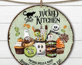 Halloween Witch's Kitchen Circle Sublimation Wicked Kitchen Halloween Sweets Trick or Treat DIY Sign Making, Wreath Accent, Halloween Decor