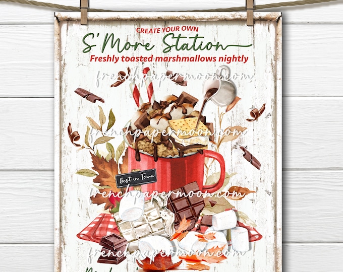 Smores Station, Digital, Making Smore Memories, Smore Ingredients, Camping, DIY Smore Sign, Image Transfer,Fabric Transfer, Sublimation, PNG