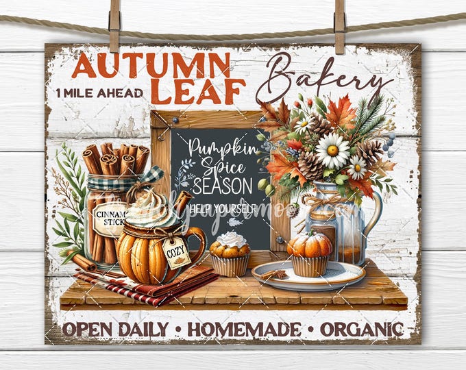Pumpkin Bakery DIY PNG Sublimation, Fall Sweets, Pumpkin Spice Latte, Cozy Autumn Kitchen, Tiered Tray Print Cutting Board, Fabric Transfer