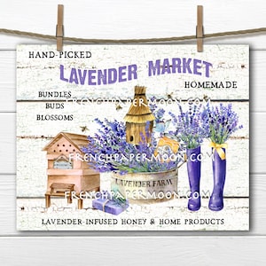 Farmhouse Lavender, Lavender Market, Lavender & Honey, DIY Lavender Sign, Digital Image, Fabric Transfer, Wreath Accent, Home Decor,
