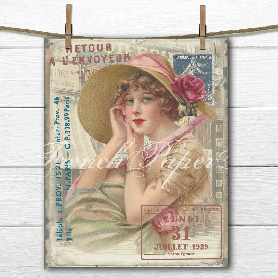 Vintage Shabby Chic Parisian Lady Vintage Paris Collage Sheet Vintage Shabby Chic Parisian Lady Vintage Paris Collage Sheet