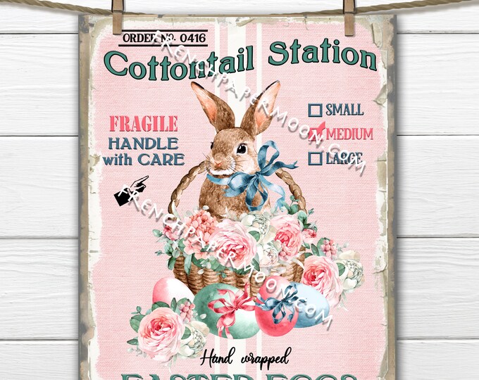 Easter Bunny, Easter Eggs, Digital Sign, Bunny Basket, DIY Easter Sign, Farmhouse . Pillow Image, Fabric Transfer, Wreath Attachment, PNG