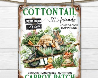 Farmhouse Bunny Carrot Patch Digital DIY Sign Transfer Tiered Tray Decor Wreath Accent Easter Printable Craft Supply PNG