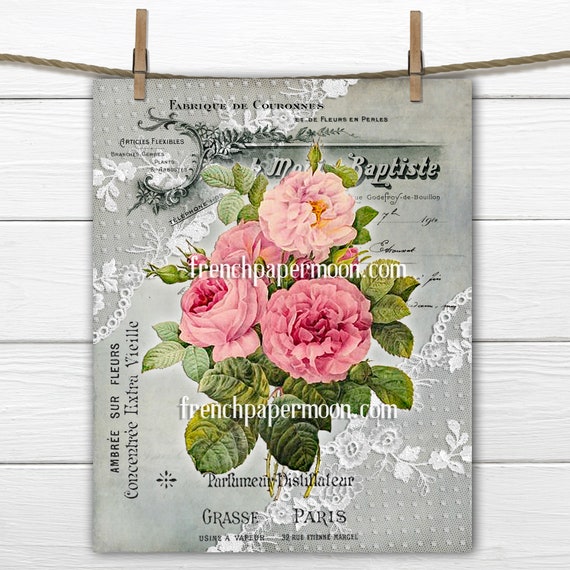 Buy Romantic French Perfume Roses Vintage Rose Bouquet Printable