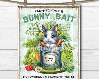 Farm Fresh Bunny Bait Easter Printable, PNG JPEG (Digital Download) DIY Crafts Signs