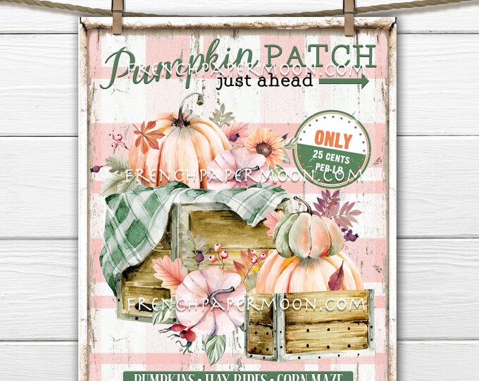 Modern Farmhouse Pumpkin Patch, Pumpkin Crates, Pastel Pumpkins, Home Decor, DIY Sign, Fabric Transfer, Digital Image, PNG