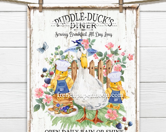 Spring Ducks, Duckings, DIY Easter Sign, Spring Sign, Mama Duck, Duck Diner, Pillow Image, Wreath Attachment, PNG, Wood, Easter Decor