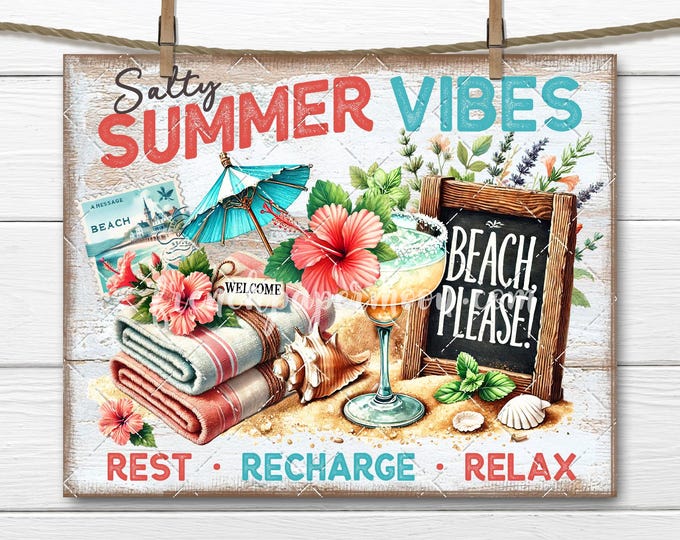 Summer Vibes, Farmhouse Beach PNG Sublimation, Margarita, Beach Towels,  Hibiscus, Summer Drink, Decoupage, Signs, Wall Decor, Digital Print