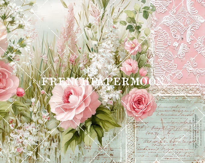Shabby Chic Junk Journal Spring Meadow Vintage scrapbook Printable paper kit (Digital Download)