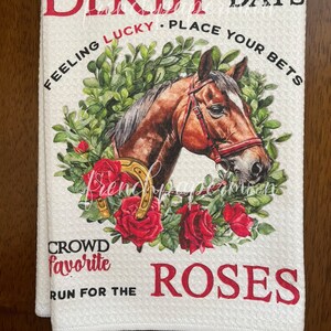 Kentucky Derby Run for the Roses Betting Sign Horse Races Horse Wreath Red Rose DIY Sign Making Fabric Transfer Wreath Accent Digital Print image 5