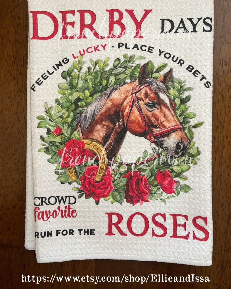 Kentucky Derby Run for the Roses Betting Sign Horse Races Horse Wreath Red Rose DIY Sign Making Fabric Transfer Wreath Accent Digital Print image 5