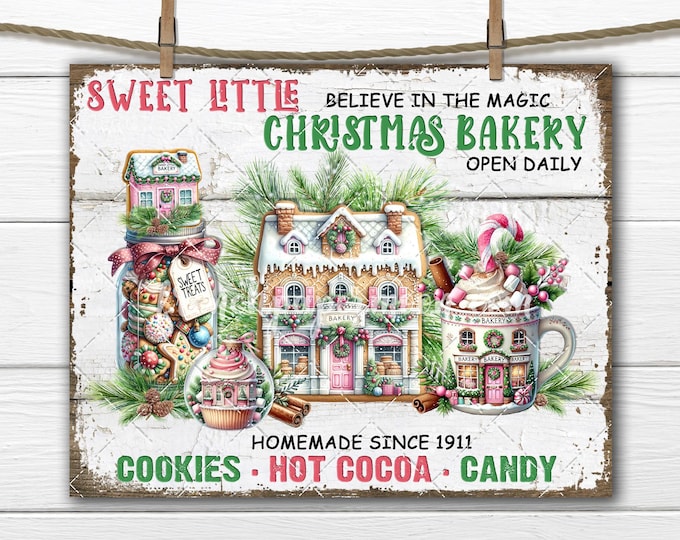 Christmas Pink Bakery, Cocoa, Cookies, Mason Jar, DIY Sign Making, Fabric Transfer, Wreath Accent, Tiered Tray Home Decor, Digital Print PNG