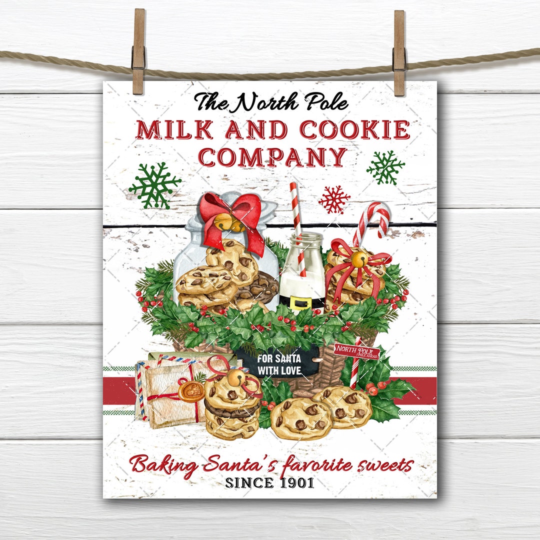 Milk and Cookie Co North Pole Cookies for Santa Mail Christmas DIY Sign ...