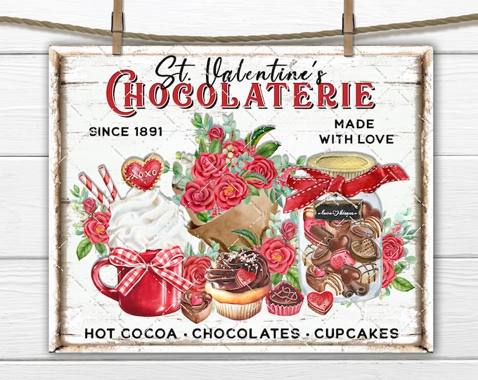 Valentine Chocolates Flowers Cupcakes Sweets DIY Sign Making Valentine's Home Decor Print  Wreath Accent Tier Tray Transfer Digital Print