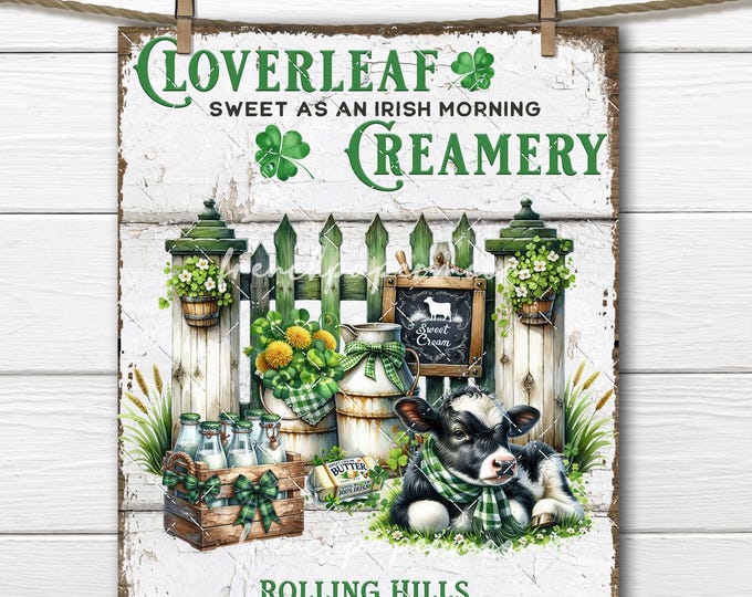 St Patrick's Day Cow, Irish Dairy Farm, Irish Creamery, Irish Plaid, PNG Digital Sublimation, Fabric Transfer, Cow Printable, Digital Print